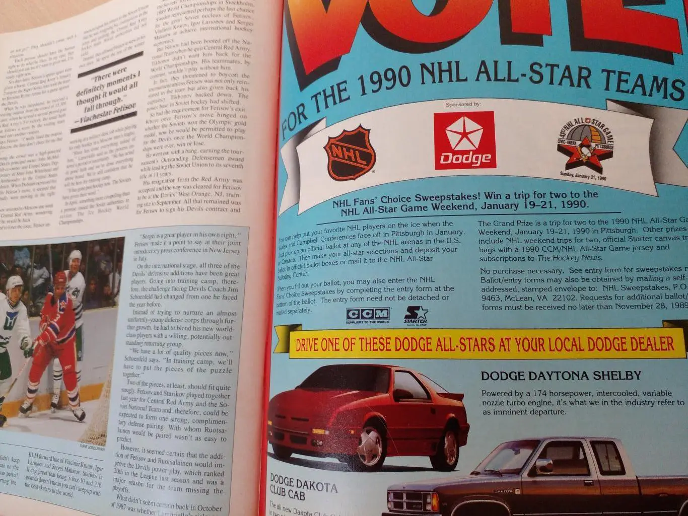 Журнал Программа GOAL Хоккей НХЛ 1989-90 Chicago-Washington Суперсерия CCCP 3