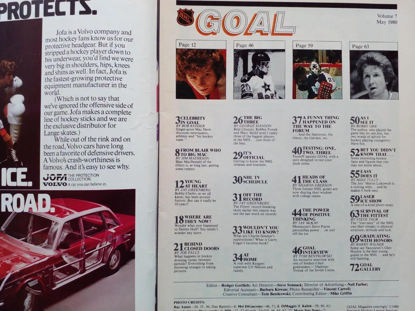 Журнал GOAL Хоккей НХЛ 1980. СССР Хоккей Третьяк. Большой постер Л.Мак-Дональд 1