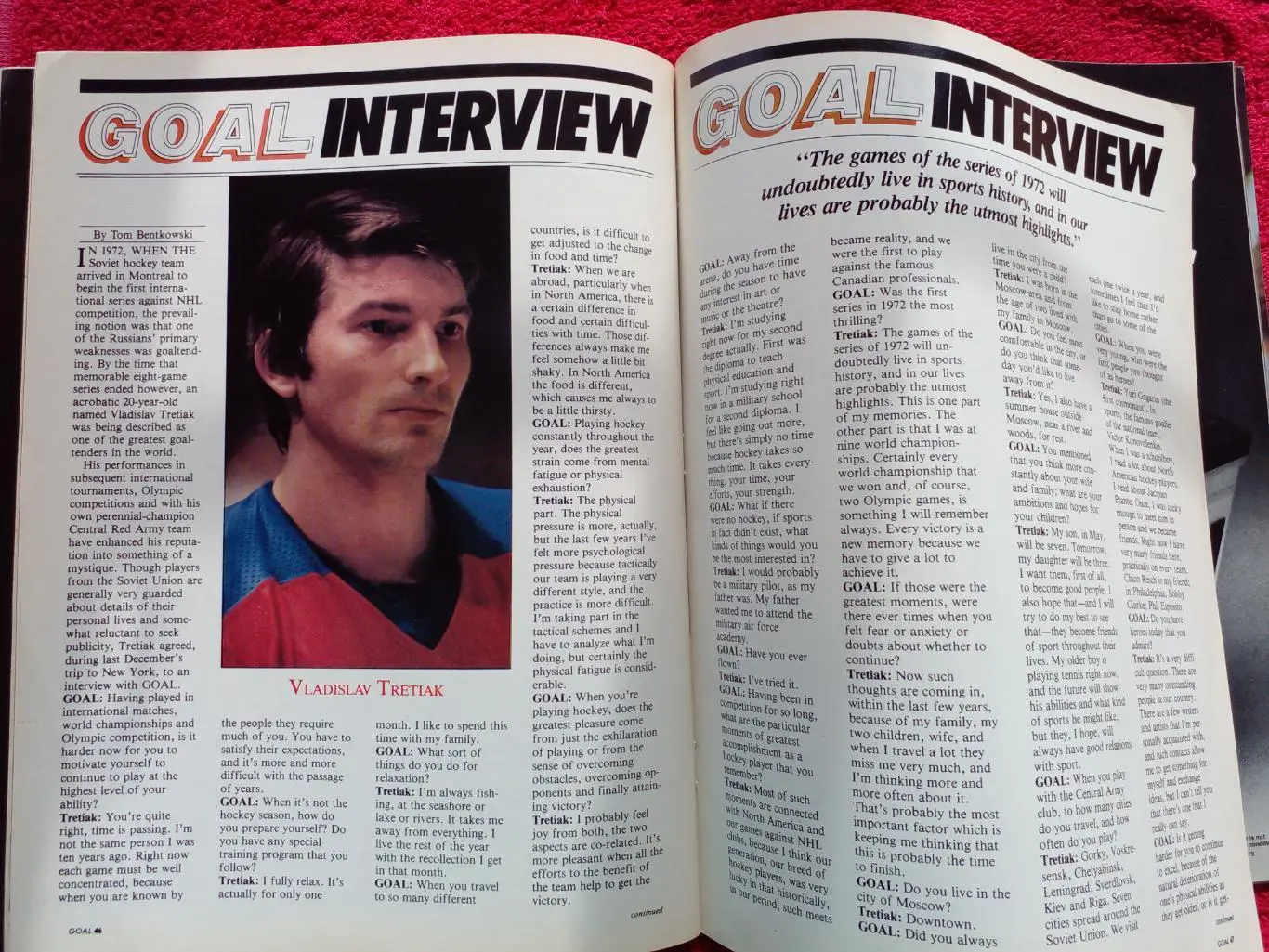 Журнал GOAL Хоккей НХЛ 1980. СССР Хоккей Третьяк. Большой постер Л.Мак-Дональд 3