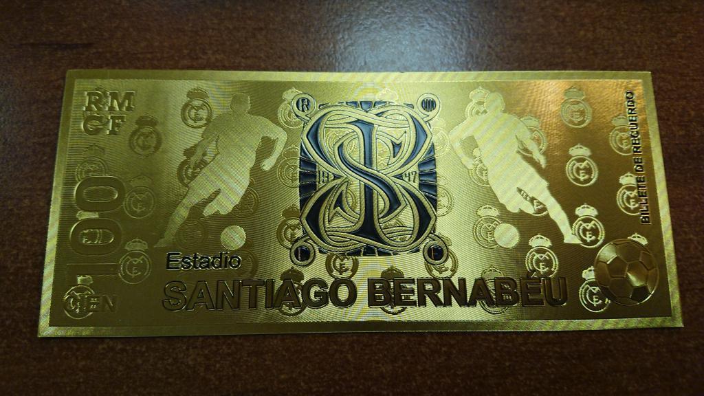 Футбол. Сувенирнаязолотая банкнота.РЕАЛ.Мадрид