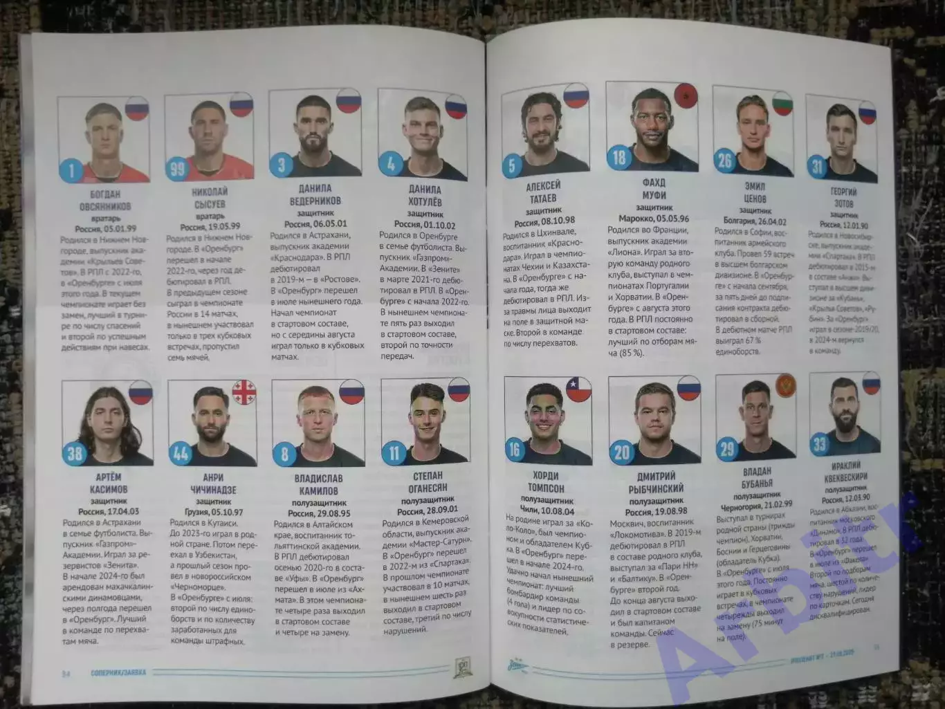 программка Зенит - Оренбург 2025/26 + постер Жерсон 3