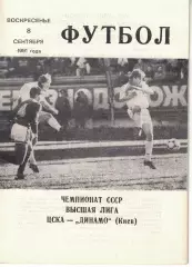ЦСКА - Динамо Киев 08.09.1991 Чемпионат СССР (КЛС) Автографы