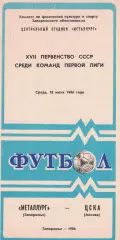 Металлург Запорожье - ЦСКА 18.06.1986 Чемпионат СССР