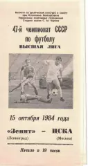 Зенит Ленинград - ЦСКА 17.11.1984 Чемпионат СССР