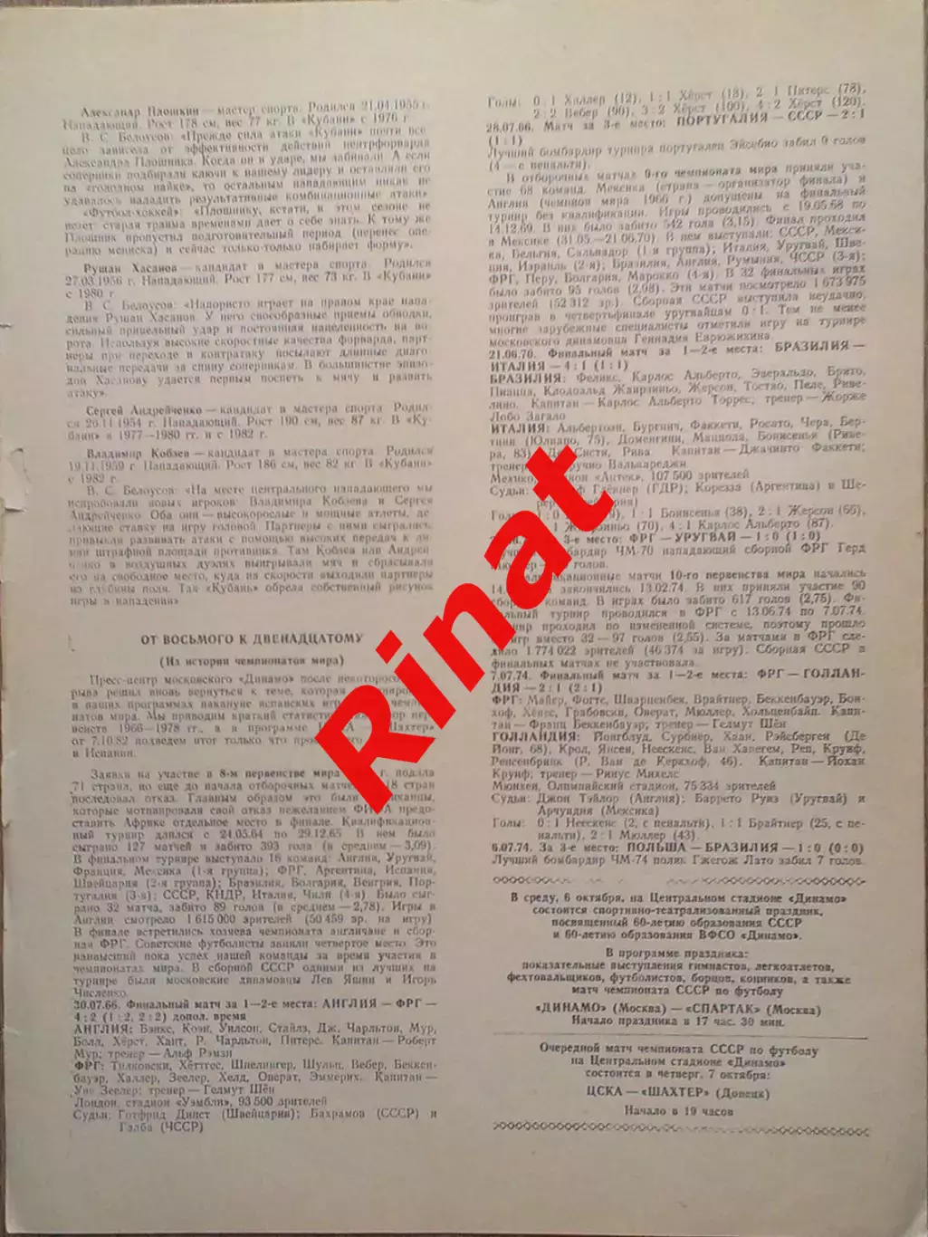 ЦСКА - Кубань Краснодар 03.10.1982 Чемпионат СССР 6