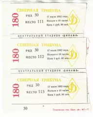 ЦСКА - Днепр Днепропетровск 17.07.1982 Чемпионат СССР Билет