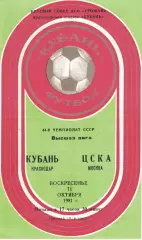 Кубань Краснодар – ЦСКА Москва 11.10.1981 Чемпионат СССР