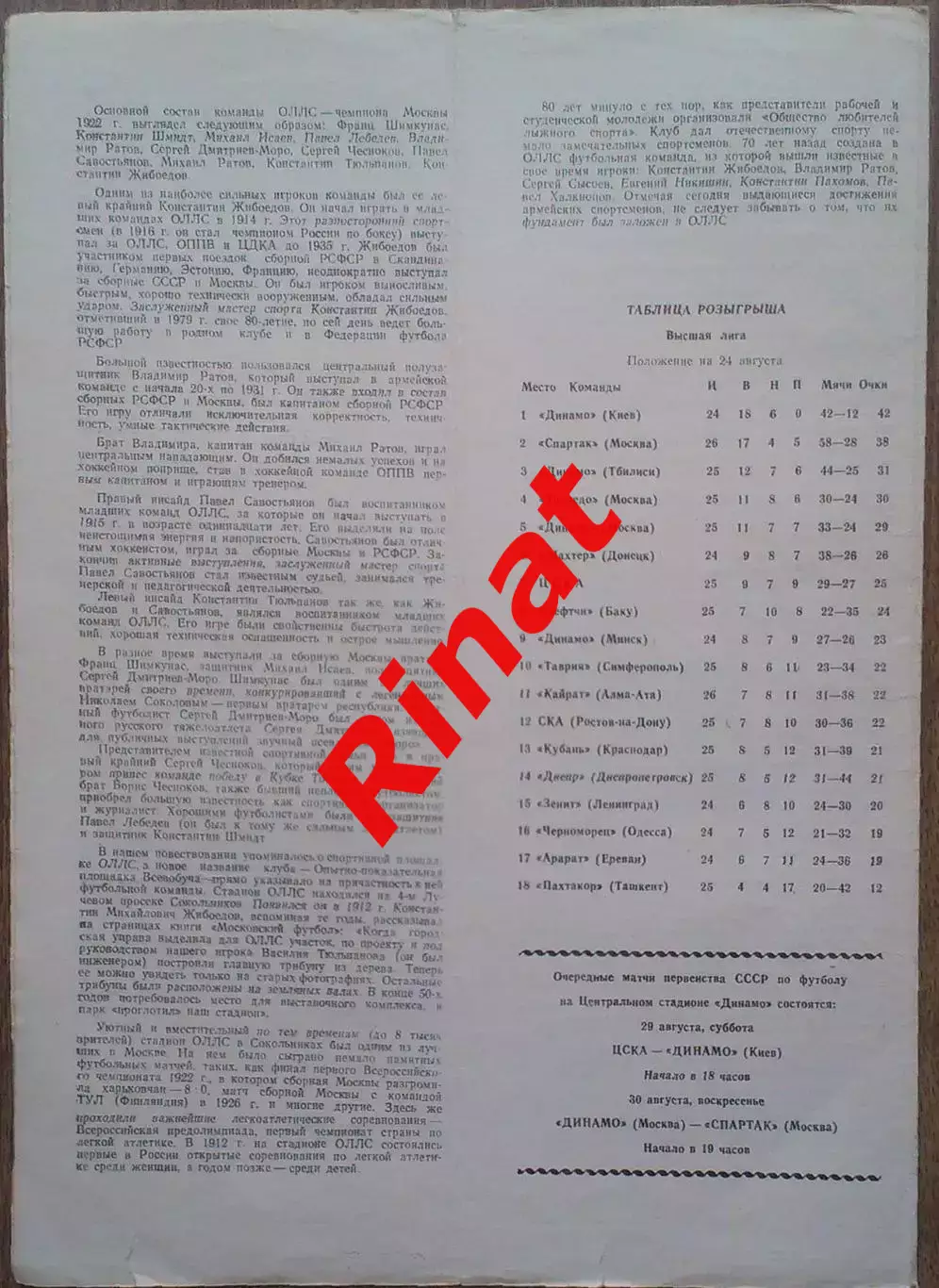 ЦСКА - Черноморец Одесса 26.08.1981 Чемпионат СССР 1