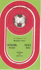 Кубань Краснодар - ЦСКА 21.08.1980 Чемпионат СССР