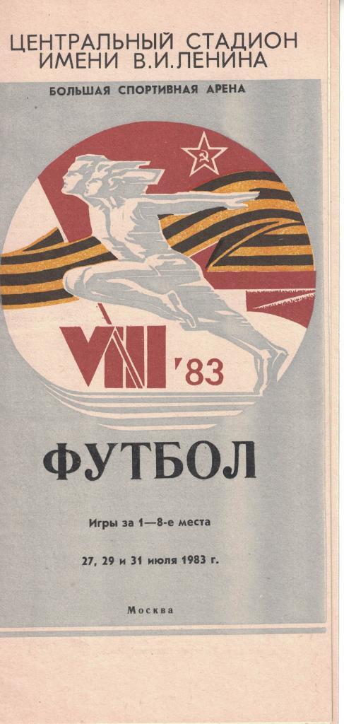 VIII летняя Спартакиады народов СССР. Игры за 1-8 места 27, 29 и 31.07.1983