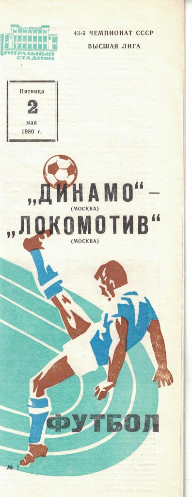 Динамо Москва - Локомотив Москва 02.05.1980 Чемпионат СССР