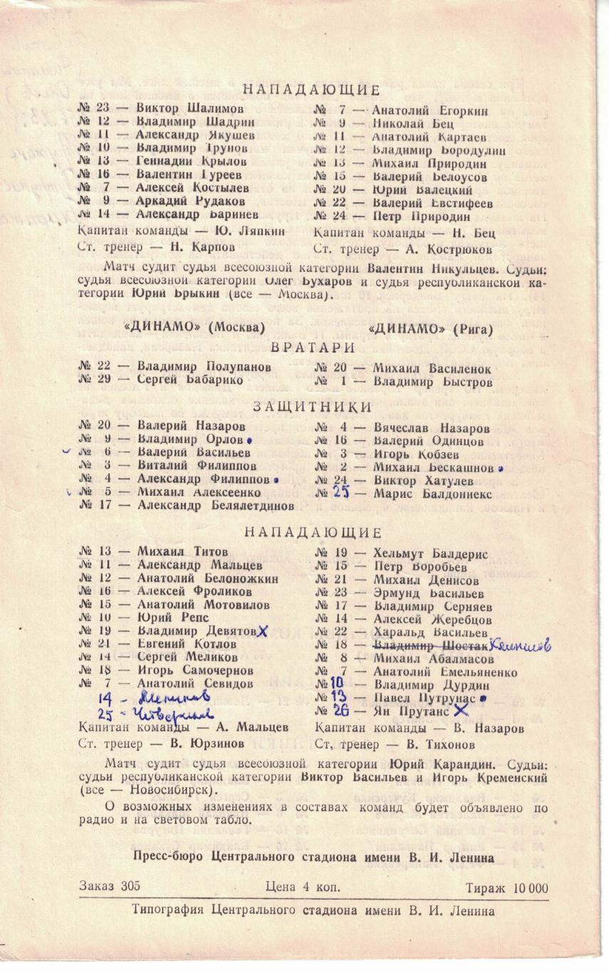 Спартак Москва - Трактор, Динамо Москва - Динамо Рига 18 и 20.03.1976 2