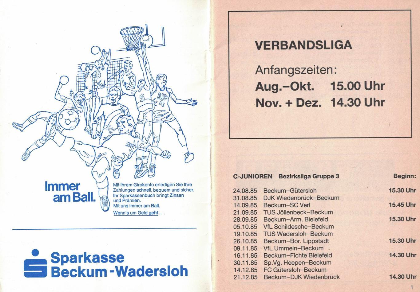 Чемпионат ФРГ 1985/1986. Календарь игр 1 круг 1