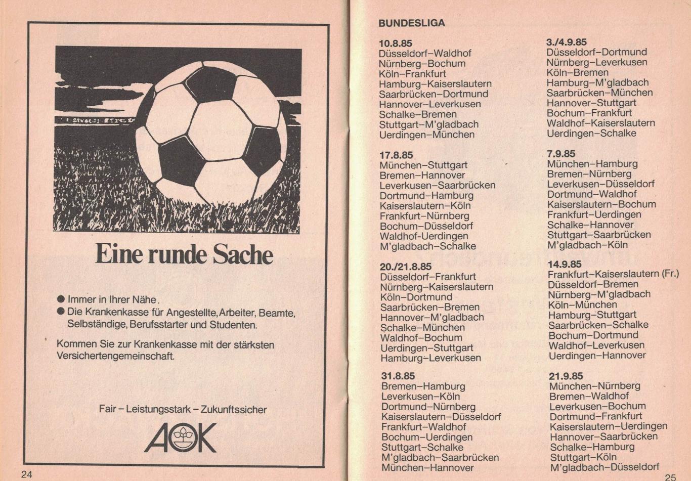 Чемпионат ФРГ 1985/1986. Календарь игр 1 круг 3