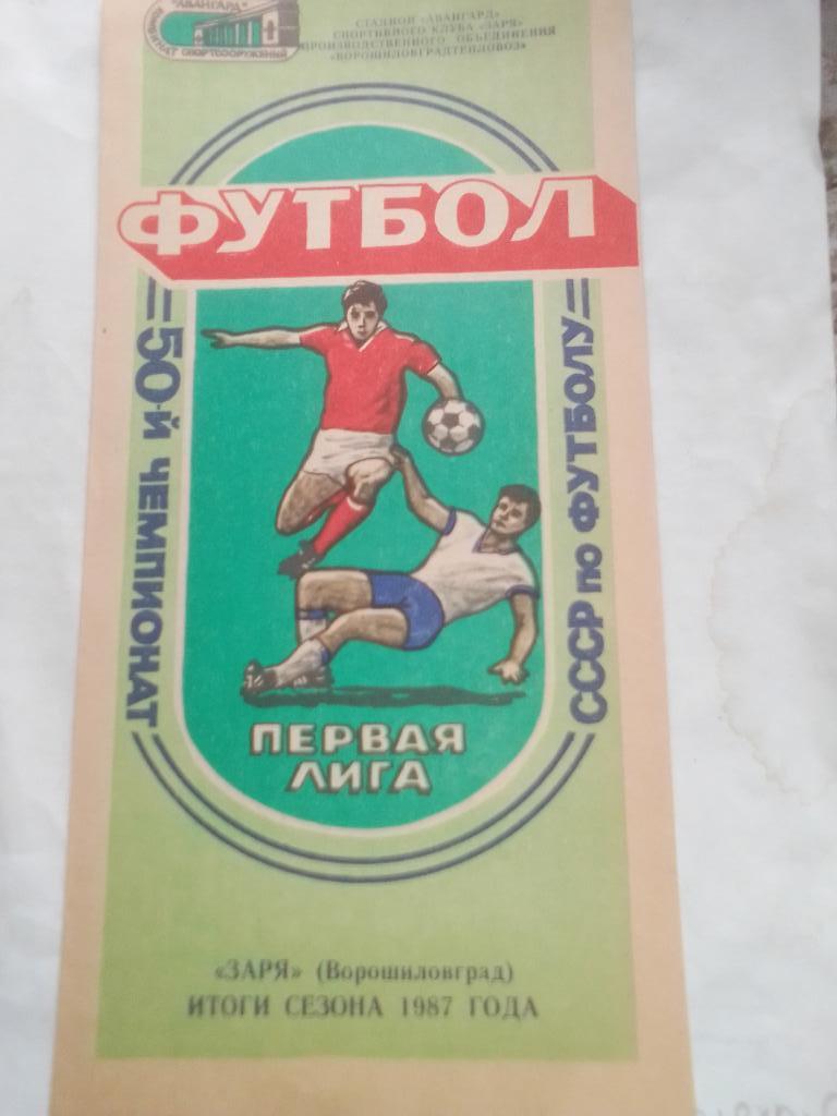 ФК Заря Итоги сезона 1987 год.