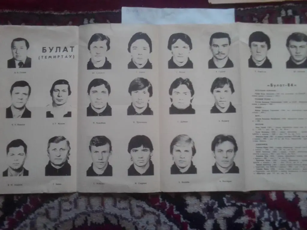 ФК Булат Темиртау Календарь игр 1984 год. 1