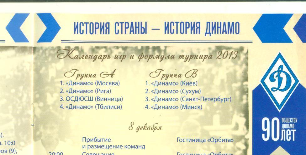 Турнир П.Дементьева-2013.Динамо-Мос ква, С-Петербург,Киев,Тбилиси,Сух ум,Винница+ 1