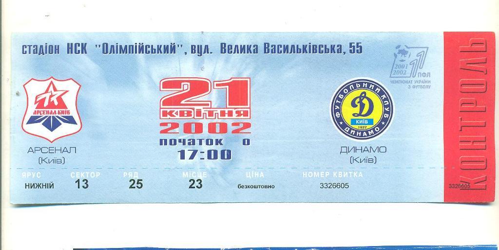 Арсенал -Динамо Киев-21.04.2002