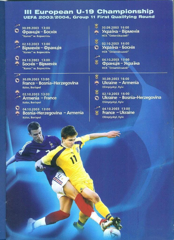 U-19.УЕФА-2003.Украина,Армен ия,Франция,Босния 1