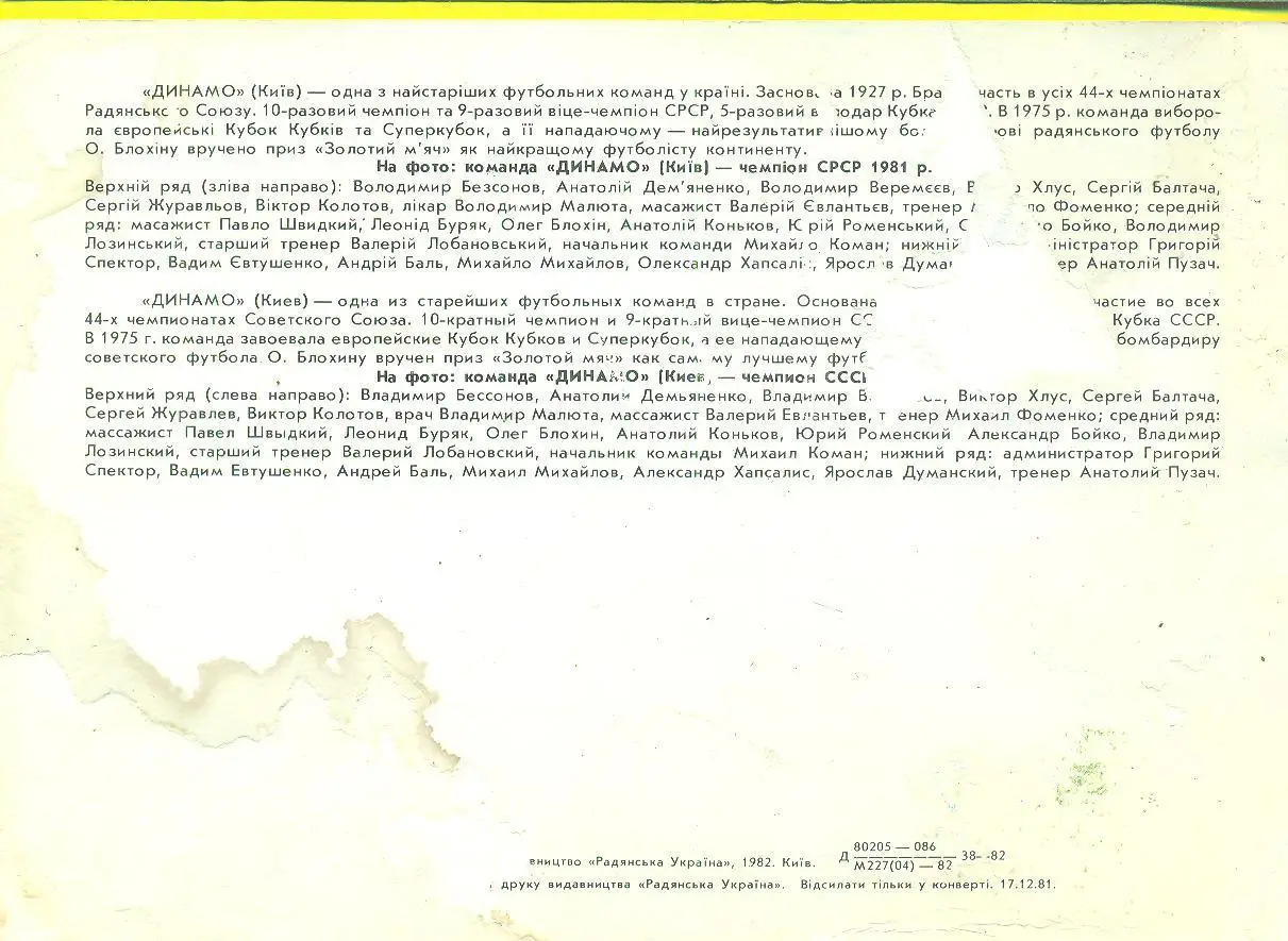 Динамо Киев-1981. 1