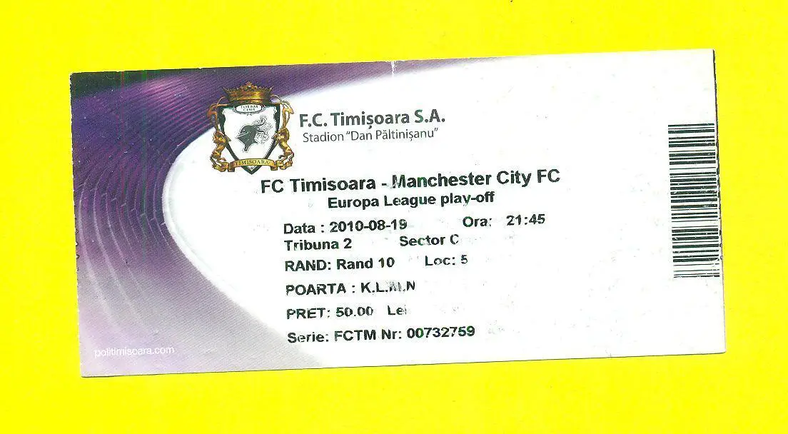 Тимишоара Румыния-Манчестер сити Англия-19.08.2010..