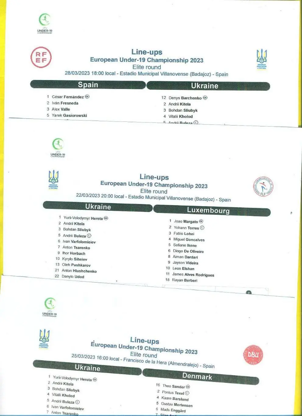 U-19.Украина-Испания/Дания/Л юксембург-2023