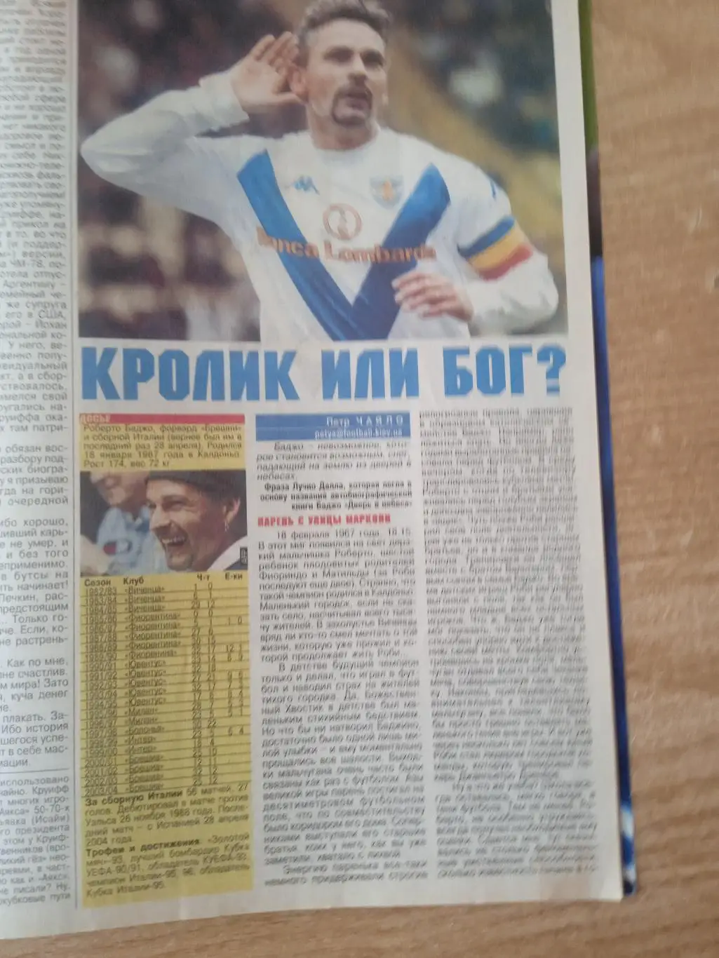 Футбол-Украина-2004(N-31),постер-Р.Баджо/Италия. 6