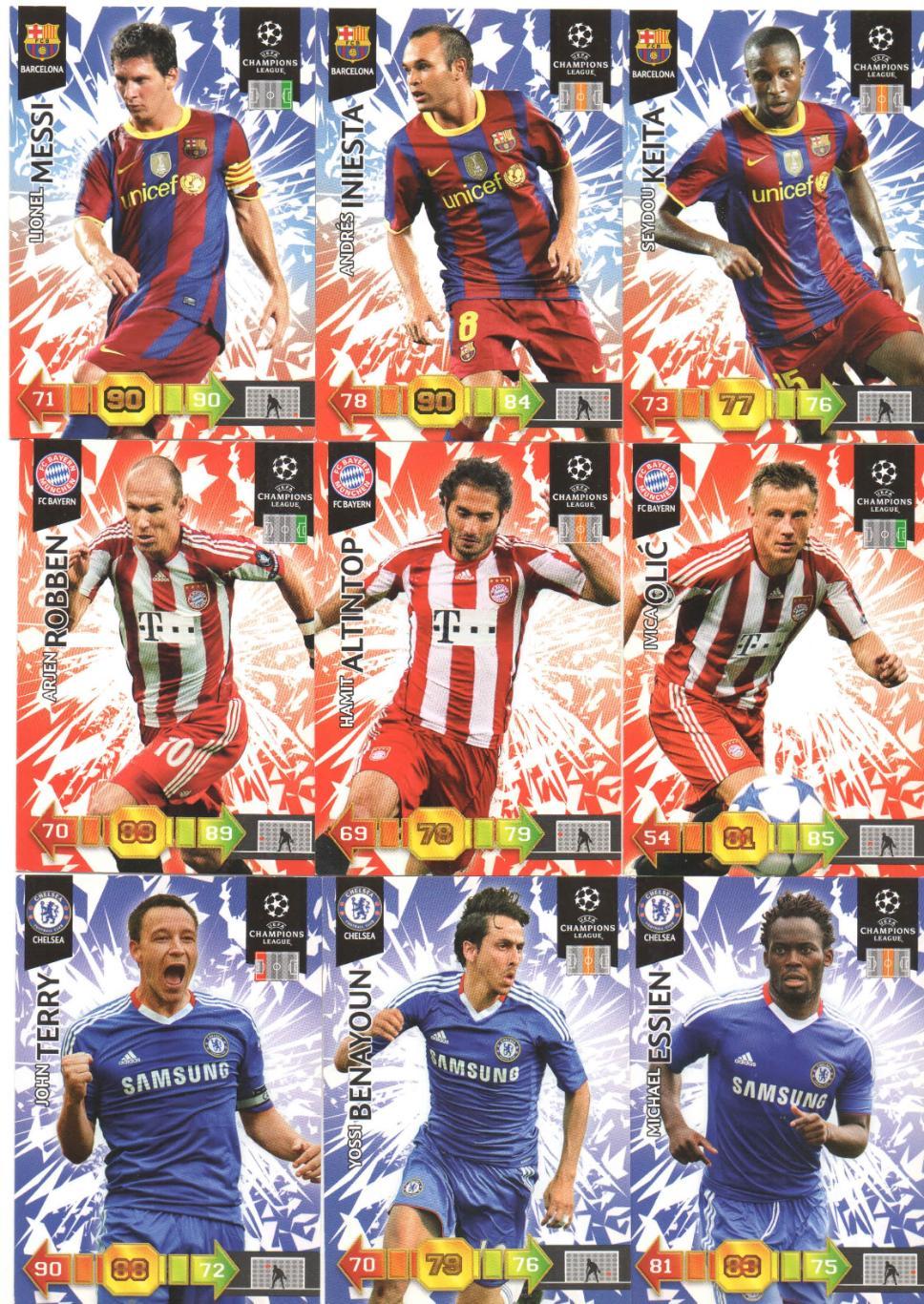 37 карточек Panini Adrenalyn XL Champions League 2010 / 2011