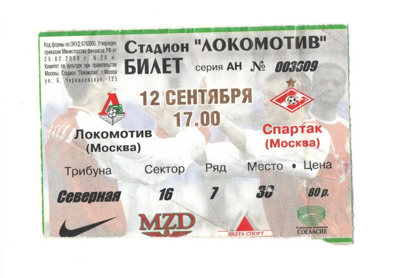 Локомотив Москва - Спартак Москва 2002