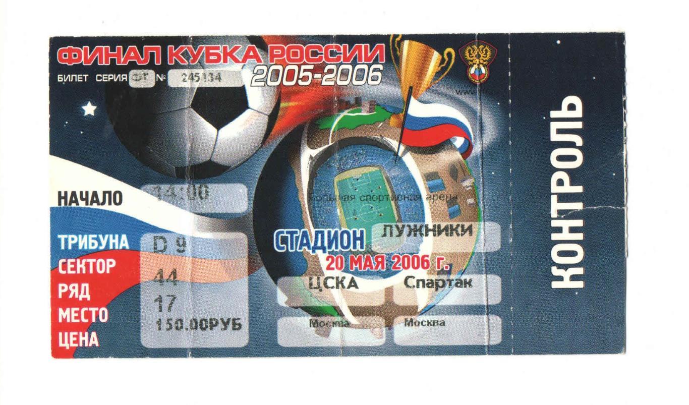 ЦСКА - Спартак Москва Финал кубка России 2006