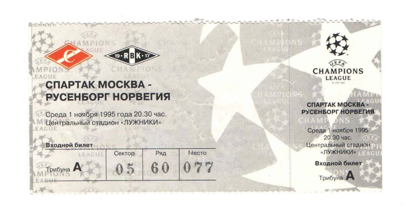 Спартак Москва - Русенборг Норвегия ЛЧ 1995