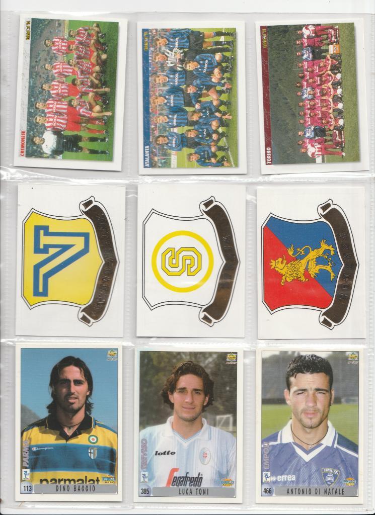 9 карт по итальянской коллекцииCalciatori 94 & 2000