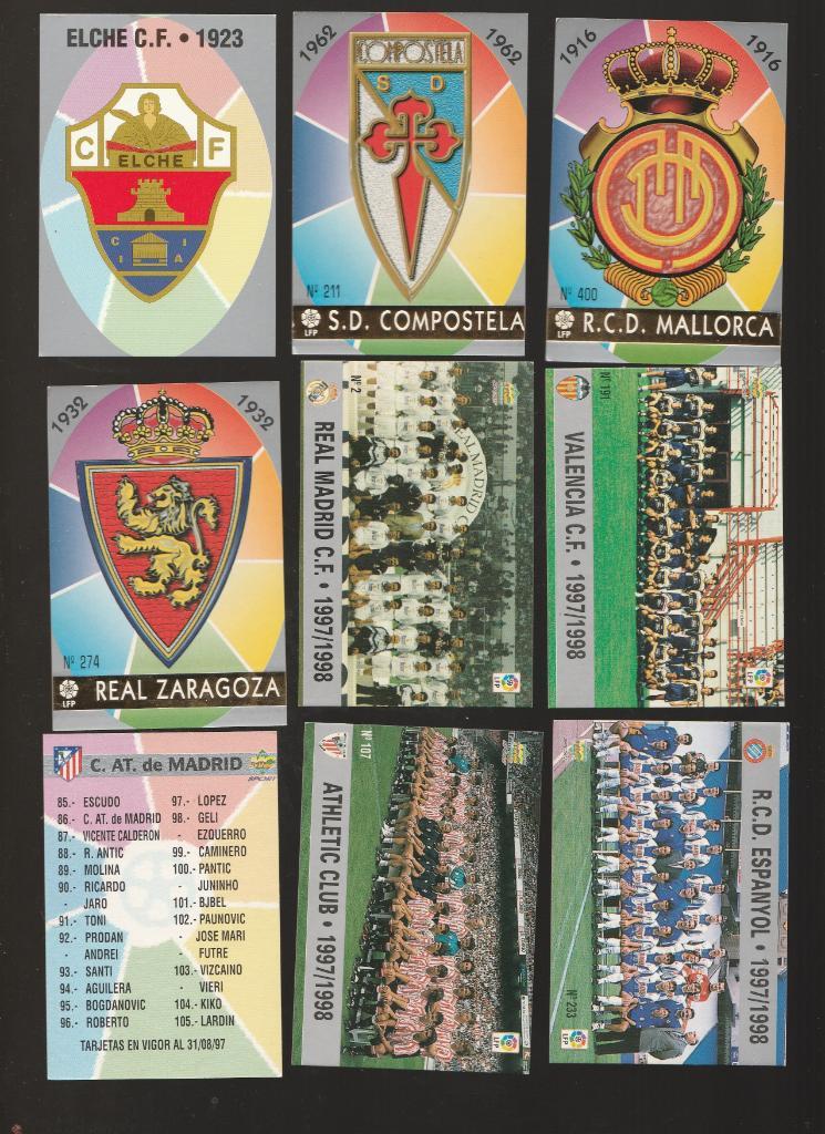 9 карт эмблемы и команды Испанских клубов (Реал, Атлетики, Валенсия..)