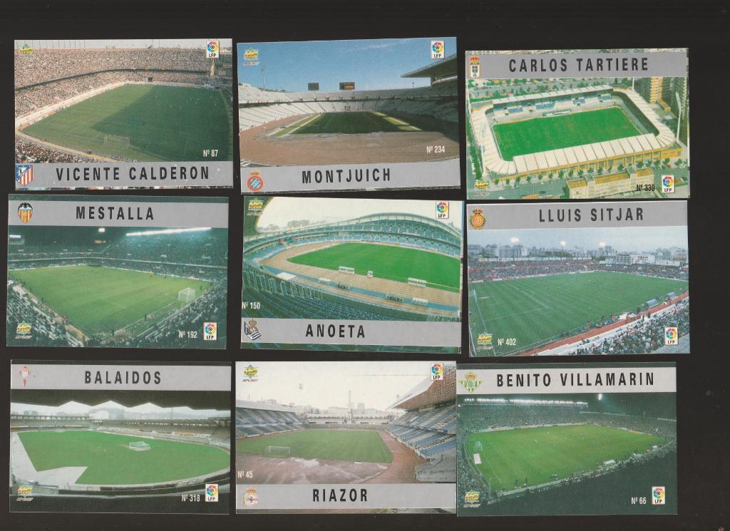 9 карт стадионы Испанских клубов (Атлетико, Валенсия..)