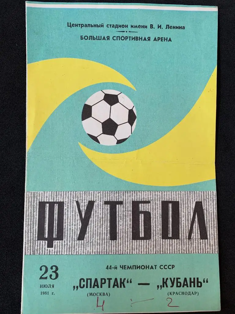 Спартак (Москва) - Кубань (Краснодар) 23.07.1981