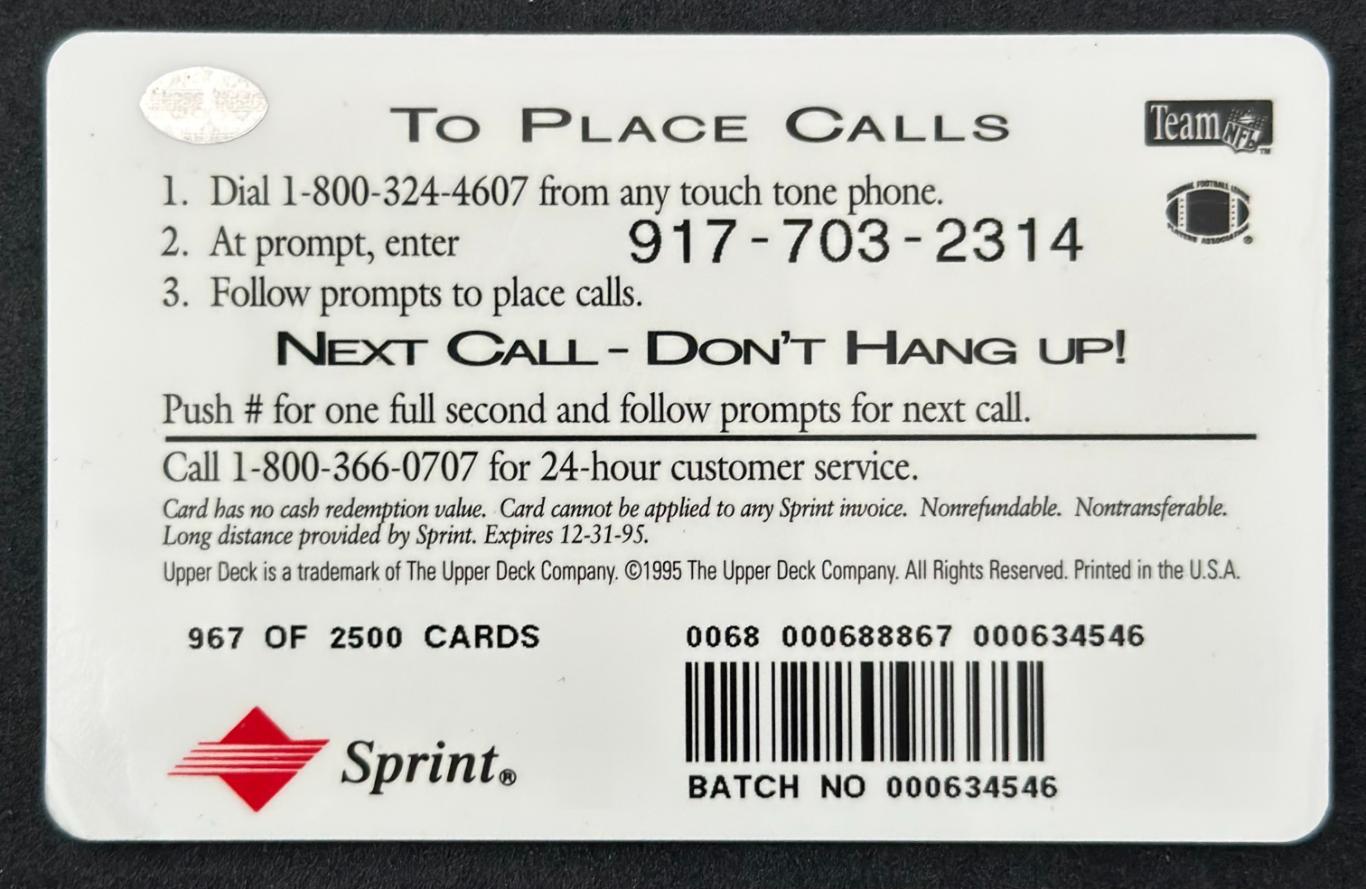 NFL Телефонная карта Sprint 1995 Houston Oilers 1