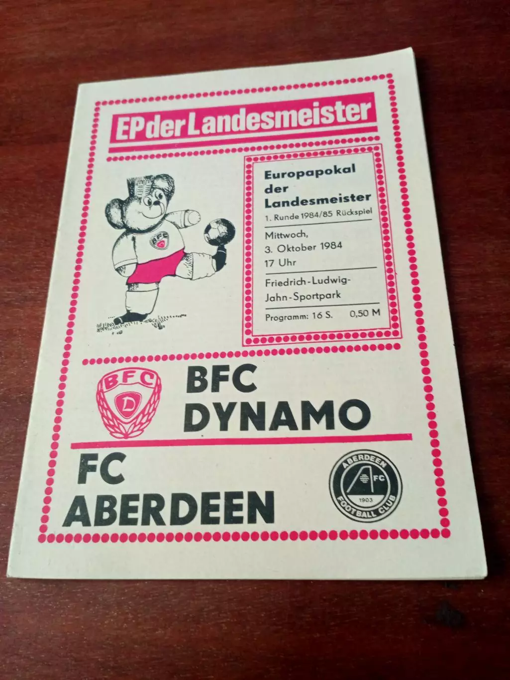 BFC DYNAMO - FC ABERDEEN. 1984 год