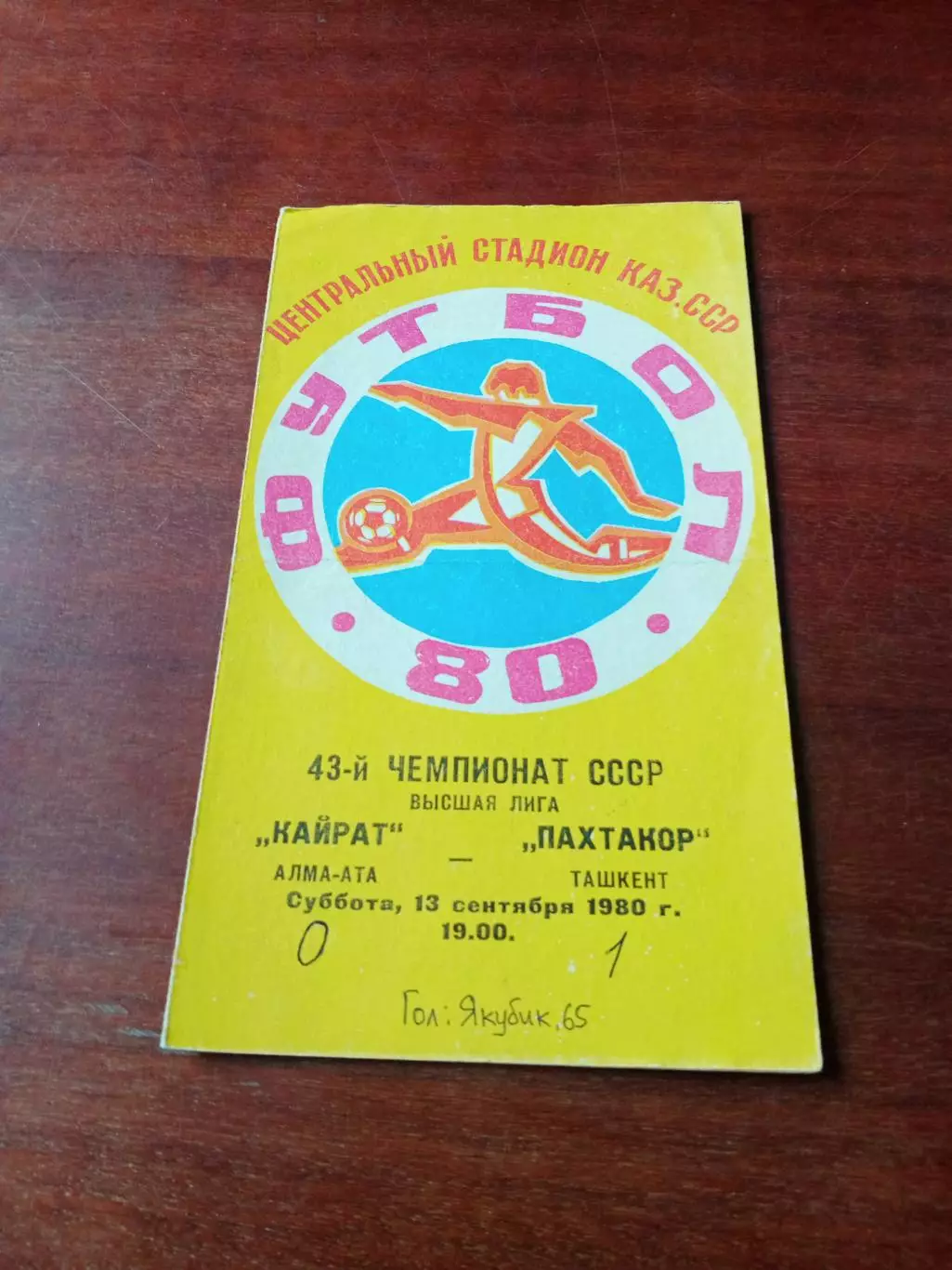 Кайрат Алма-Ата - Пахтакор Ташкент. 13 сентября 1980 год