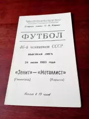 Зенит Ленинград - Металлист Харьков. 24 июня 1983 год