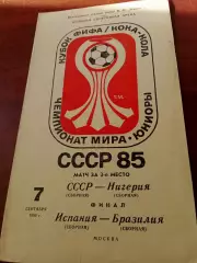 Юниоры. 1985 год. Финал и матч за 3-е место