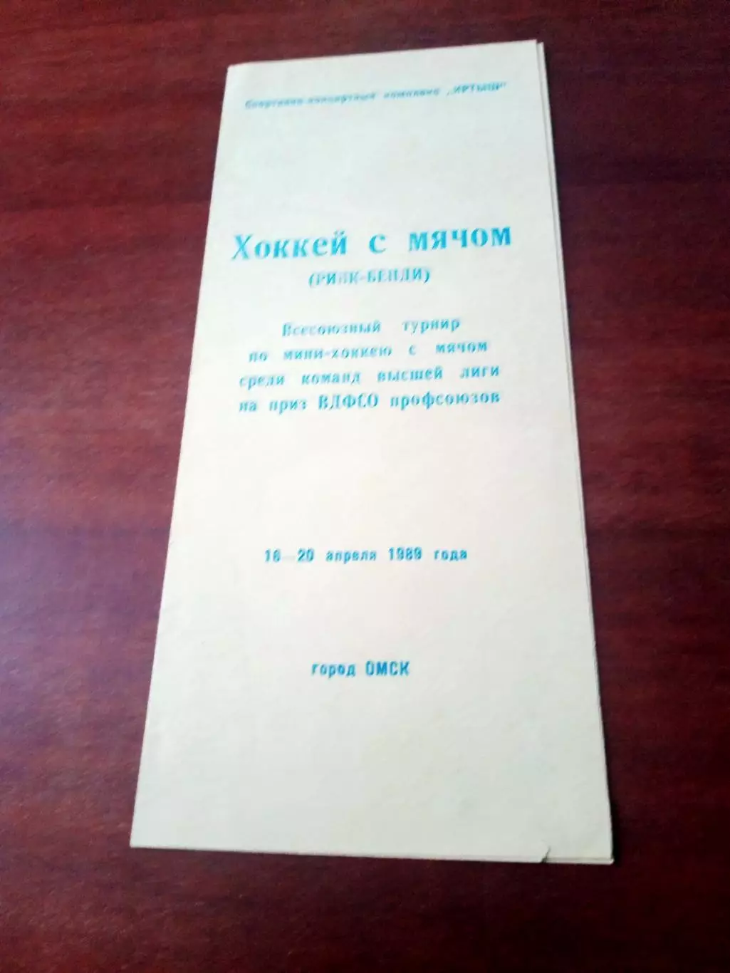 Турнир по мини-хоккею с мячом на приз ВДФСО профсоюзов. Омск. 1989 год