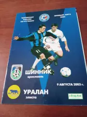 Шинник Ярославль - Уралан Элиста. 9 августа 2003 год