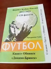 Кубок России. Квант Обнинск - Динамо Брянск. 31 августа 2022 год