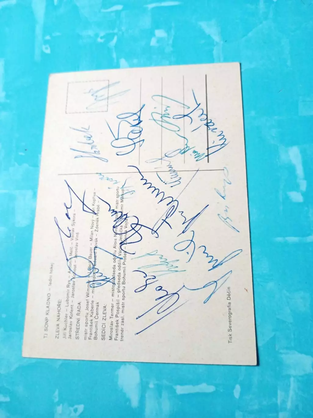 ХК СОНП Кладно - фото с 2 сторон, с автографами игроков 1