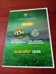 Кубань-2 Краснодар - Биолог-Новокубанск п.Прогресс. 30 апреля 2017 год