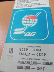18.04.1986 - ЧССР-США, Канада-СССР, Финляндия-Польша, Швеция-ФРГ