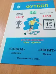 Кубок России. Сокол Саратов - Зенит Пенза. 15 июля 2017 год
