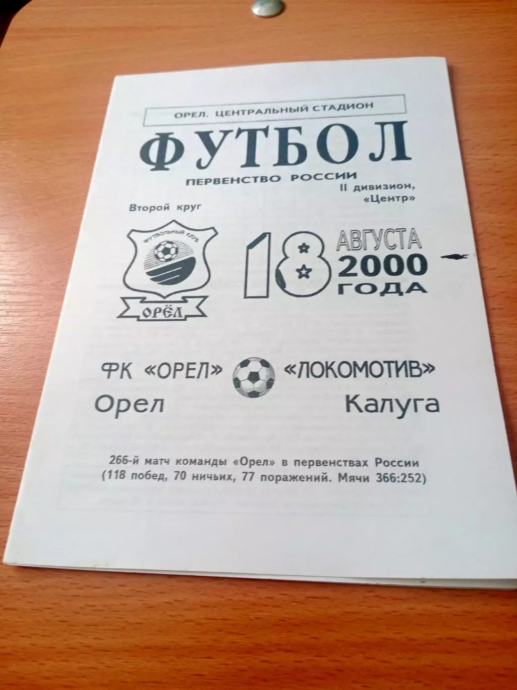 ФК Орёл - Локомотив Калуга. 18 августа 2000 год