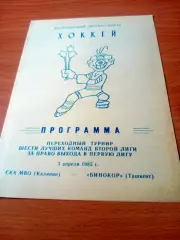 Переходный турнир. СКА МВО Калинин - Бинокор Ташкент. 3.04.1985 год