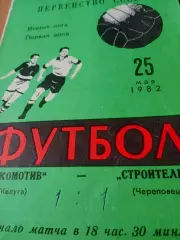 Локомотив Калуга - Строитель Череповец. 25 мая 1982 год